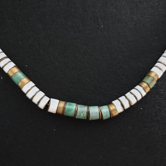 Vintage 1980s Southwestern Heishi-Style Shell & Chrysocolla Necklace - Picture 6 of 12